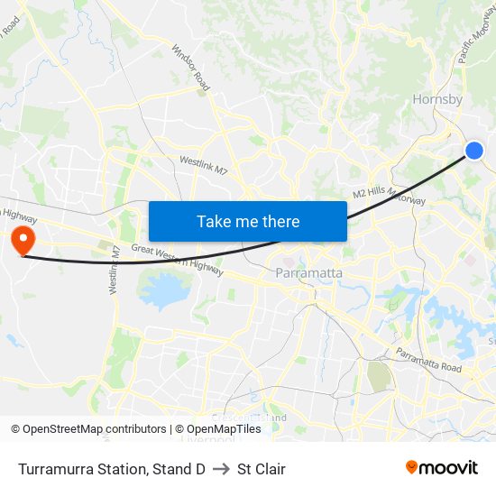 Turramurra Station, Stand D to St Clair map