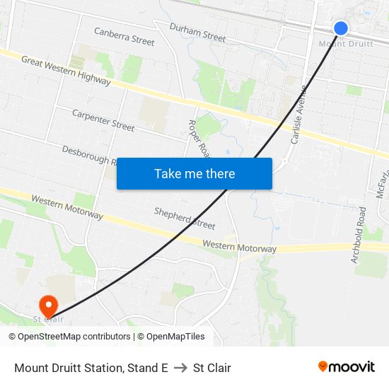 Mount Druitt Station, Stand E to St Clair map