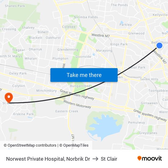 Norwest Private Hospital, Norbrik Dr to St Clair map