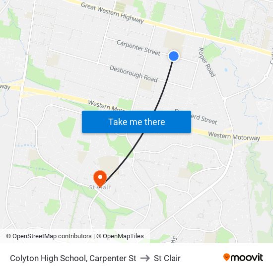 Colyton High School, Carpenter St to St Clair map