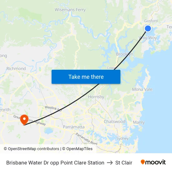 Brisbane Water Dr opp Point Clare Station to St Clair map