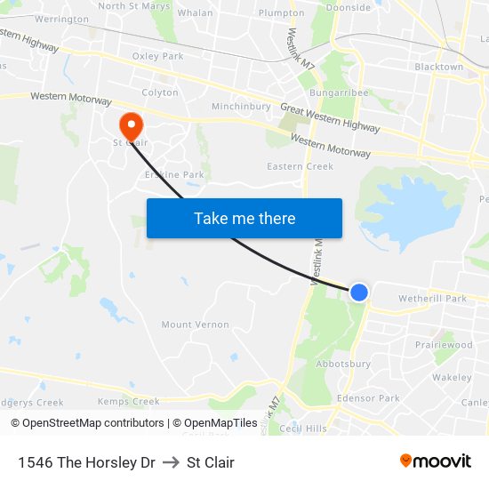 1546 The Horsley Dr to St Clair map