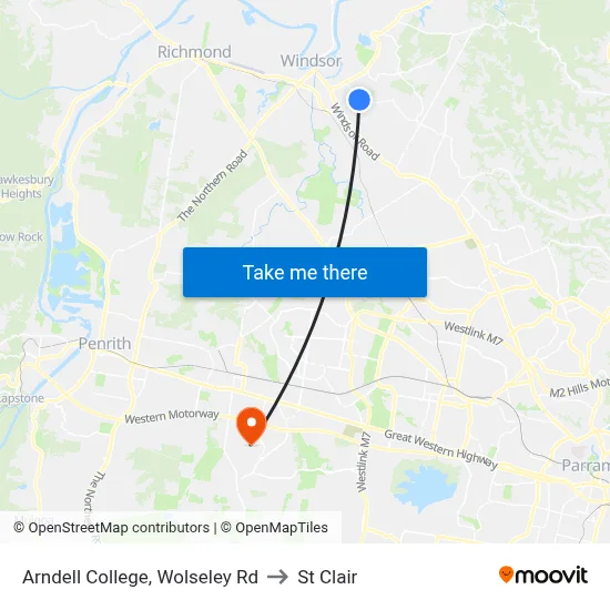 Arndell College, Wolseley Rd to St Clair map