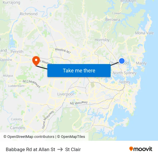 Babbage Rd at Allan St to St Clair map