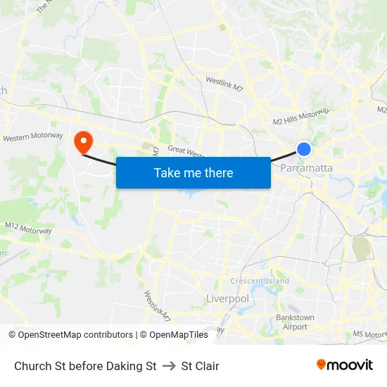 Church St before Daking St to St Clair map
