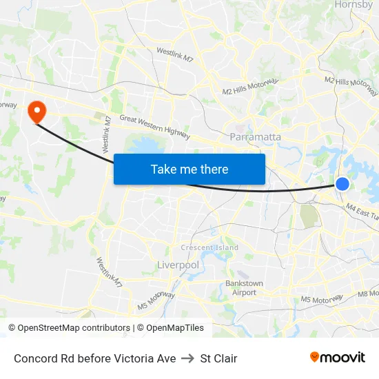Concord Rd before Victoria Ave to St Clair map