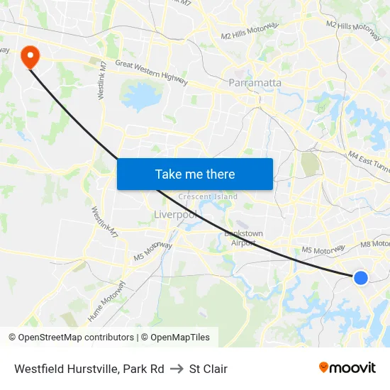 Westfield Hurstville, Park Rd to St Clair map
