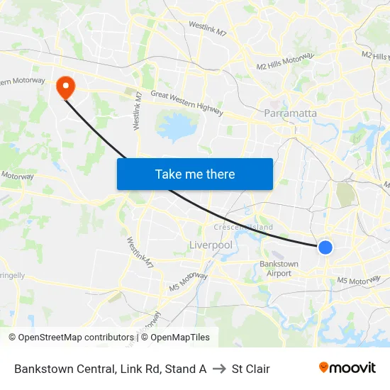 Bankstown Central, Link Rd, Stand A to St Clair map
