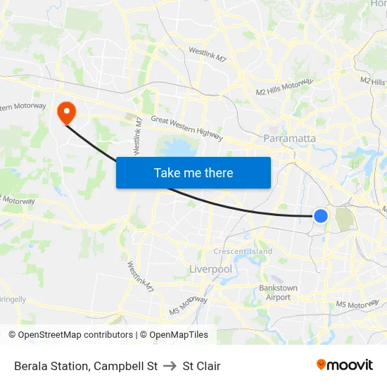 Berala Station, Campbell St to St Clair map