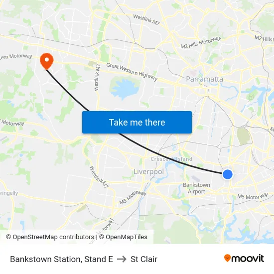 Bankstown Station, Stand E to St Clair map