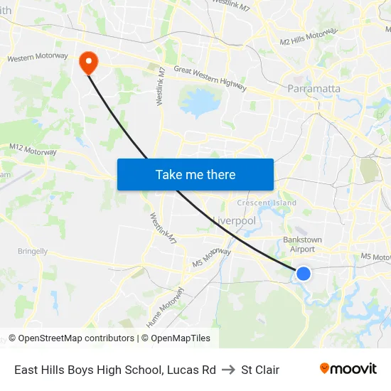 East Hills Boys High School, Lucas Rd to St Clair map