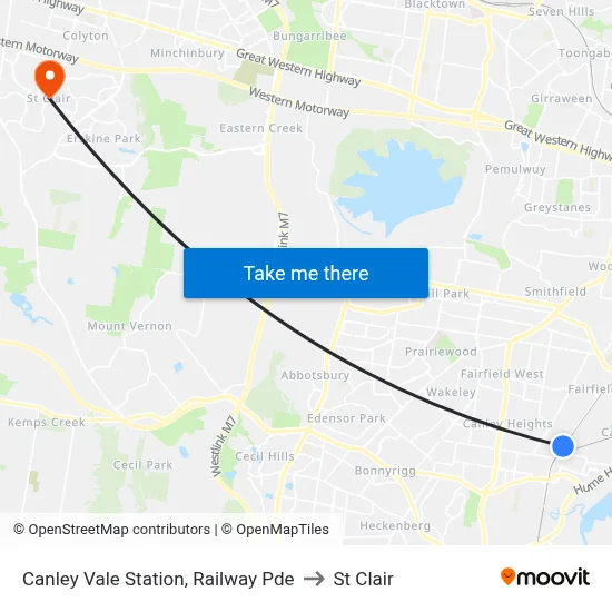 Canley Vale Station, Railway Pde to St Clair map