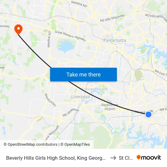 Beverly Hills Girls High School, King Georges Rd to St Clair map