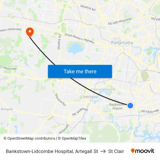 Bankstown-Lidcombe Hospital, Artegall St to St Clair map