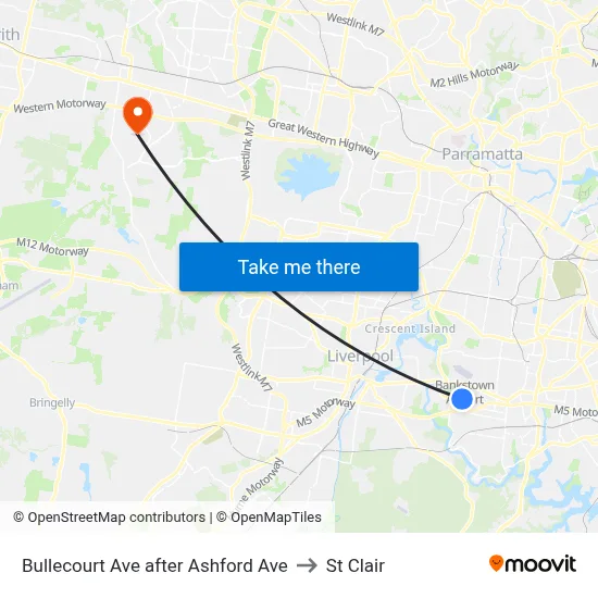 Bullecourt Ave after Ashford Ave to St Clair map