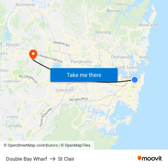 Double Bay Wharf to St Clair map