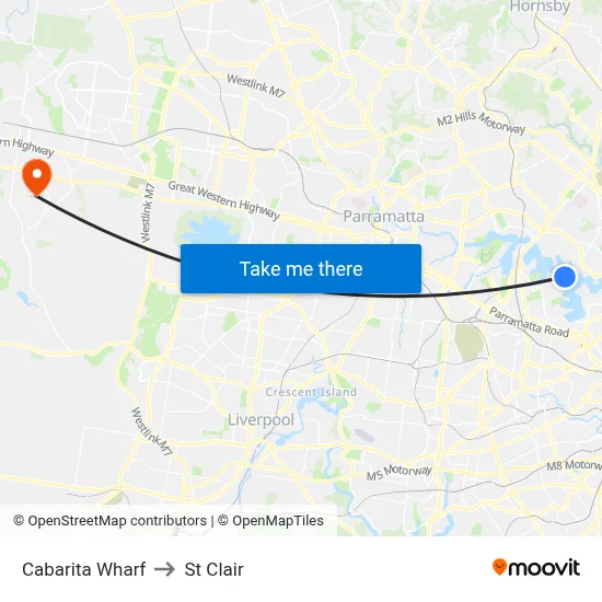 Cabarita Wharf to St Clair map