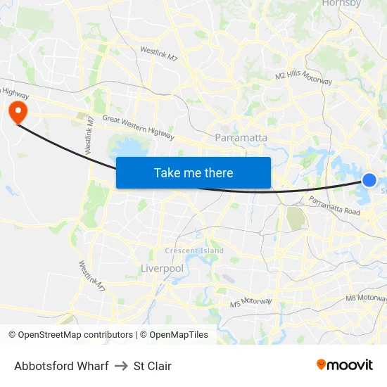 Abbotsford Wharf to St Clair map