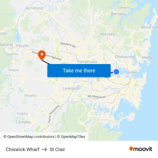Chiswick Wharf to St Clair map