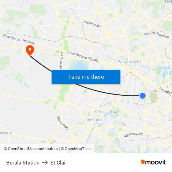 Berala Station to St Clair map