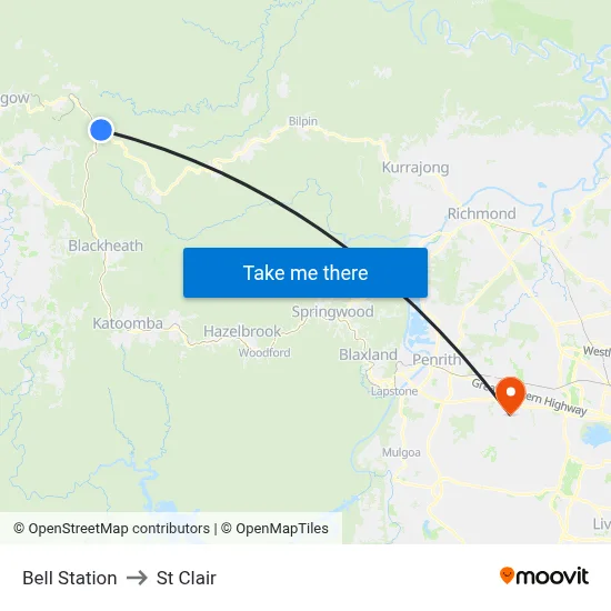 Bell Station to St Clair map