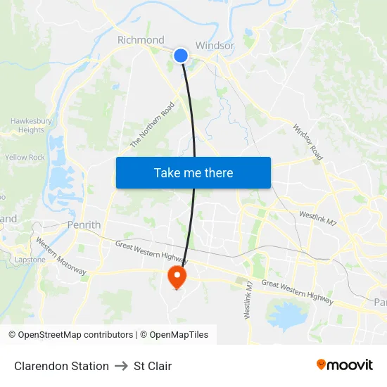 Clarendon Station to St Clair map