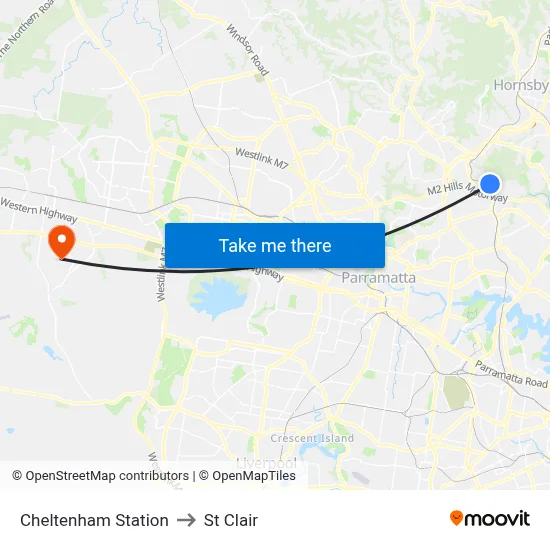 Cheltenham Station to St Clair map