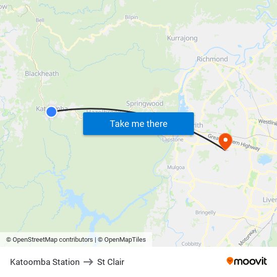 Katoomba Station to St Clair map