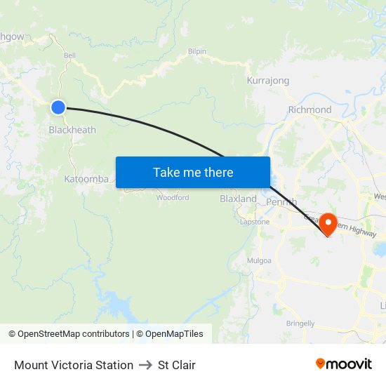 Mount Victoria Station to St Clair map