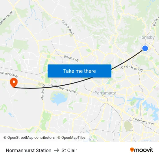 Normanhurst Station to St Clair map