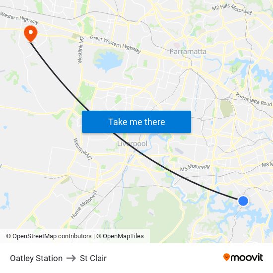 Oatley Station to St Clair map