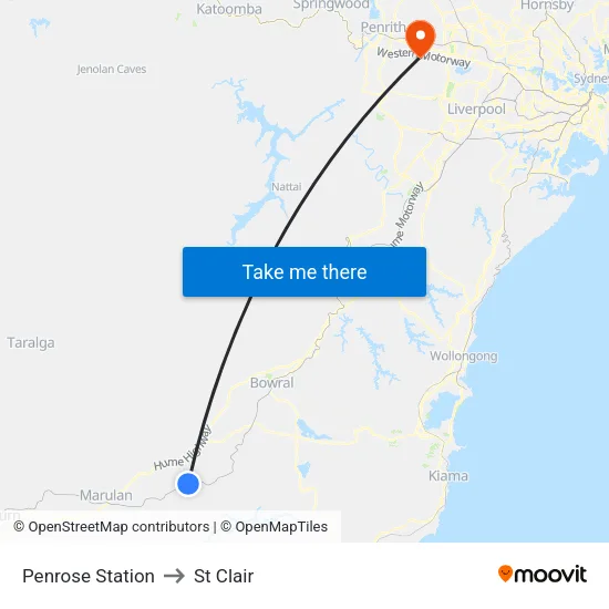Penrose Station to St Clair map