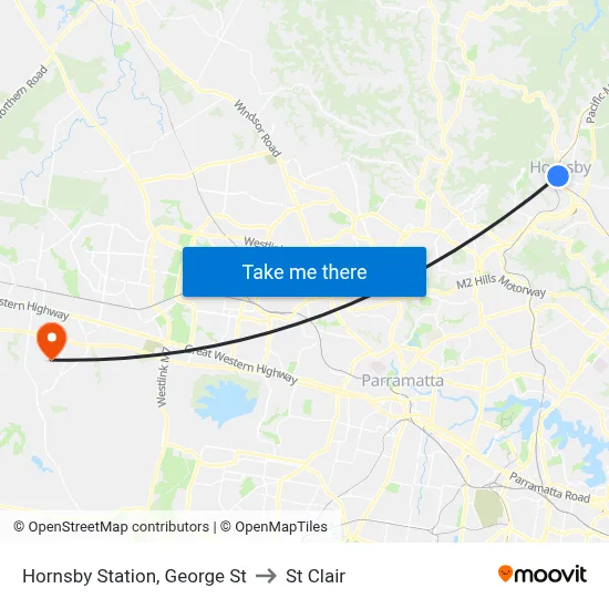 Hornsby Station, George St to St Clair map