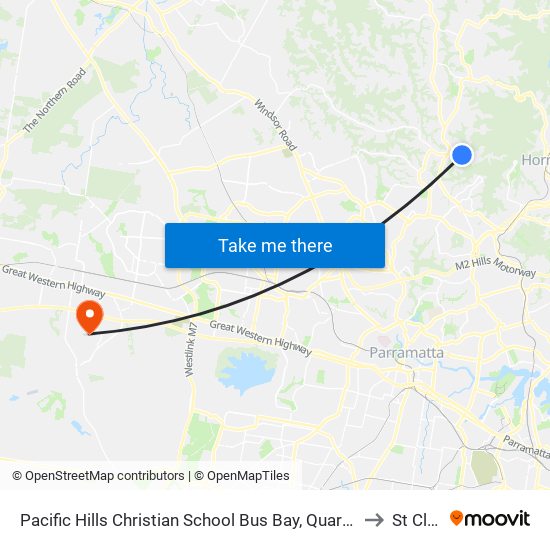 Pacific Hills Christian School Bus Bay, Quarry Rd to St Clair map