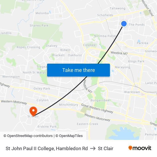 St John Paul II College, Hambledon Rd to St Clair map