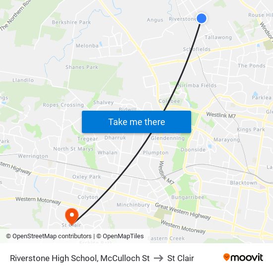 Riverstone High School, McCulloch St to St Clair map