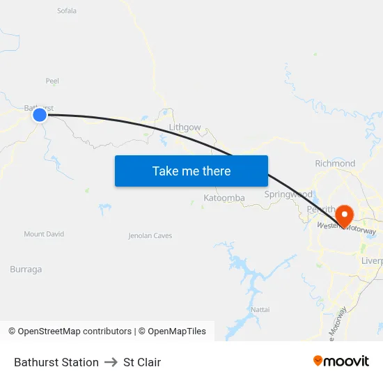 Bathurst Station to St Clair map