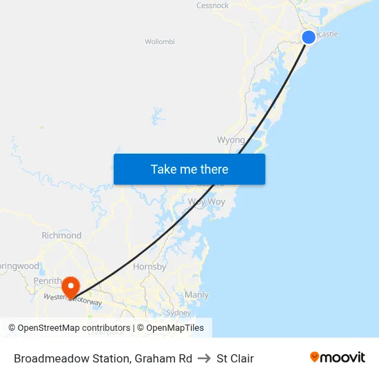 Broadmeadow Station, Graham Rd to St Clair map