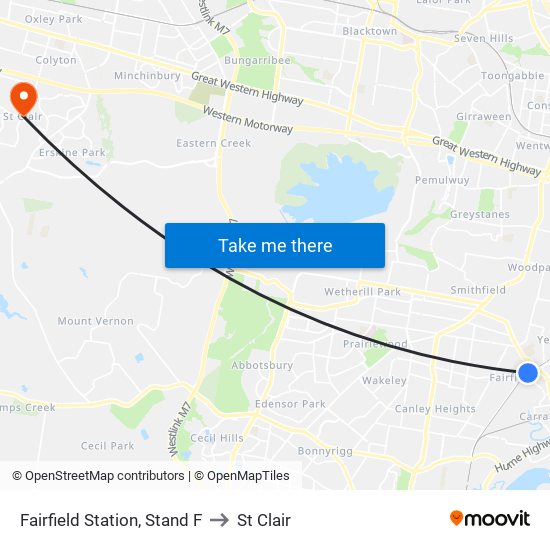 Fairfield Station, Stand F to St Clair map