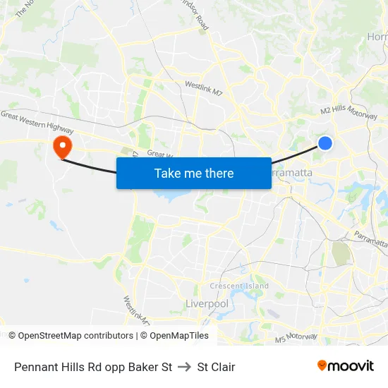 Pennant Hills Rd opp Baker St to St Clair map