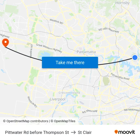 Pittwater Rd before Thompson St to St Clair map
