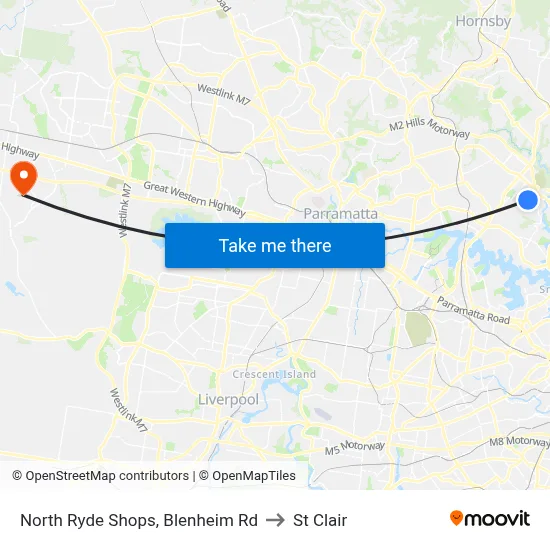 North Ryde Shops, Blenheim Rd to St Clair map