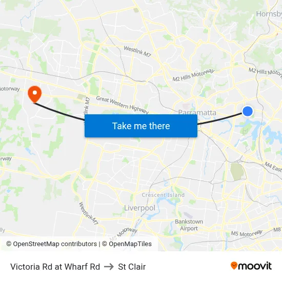 Victoria Rd at Wharf Rd to St Clair map