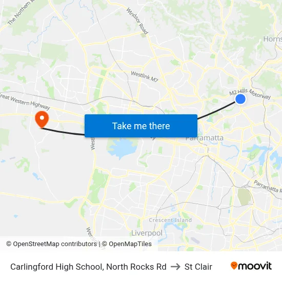 Carlingford High School, North Rocks Rd to St Clair map