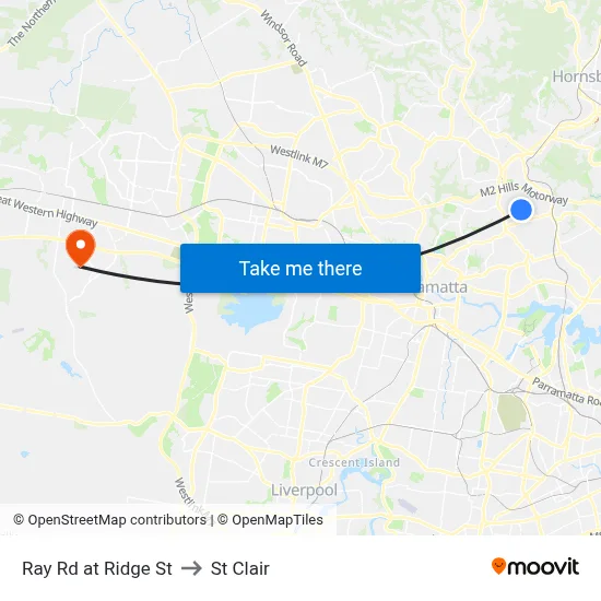 Ray Rd at Ridge St to St Clair map