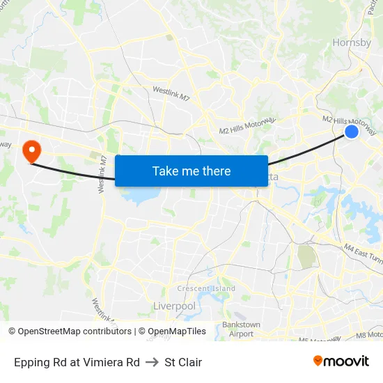 Epping Rd at Vimiera Rd to St Clair map