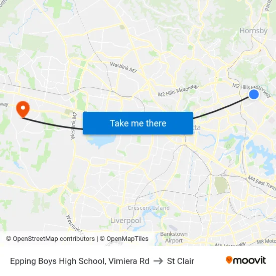 Epping Boys High School, Vimiera Rd to St Clair map
