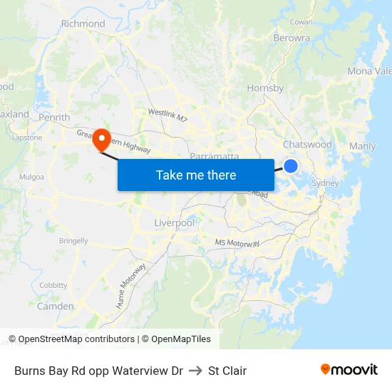Burns Bay Rd opp Waterview Dr to St Clair map