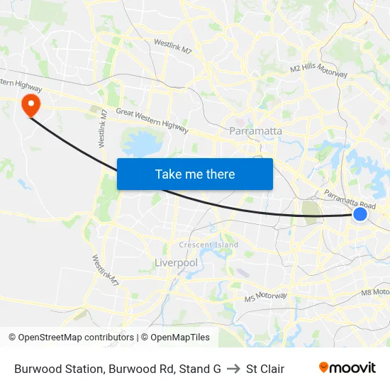 Burwood Station, Burwood Rd, Stand G to St Clair map