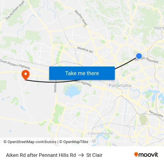 Aiken Rd after Pennant Hills Rd to St Clair map